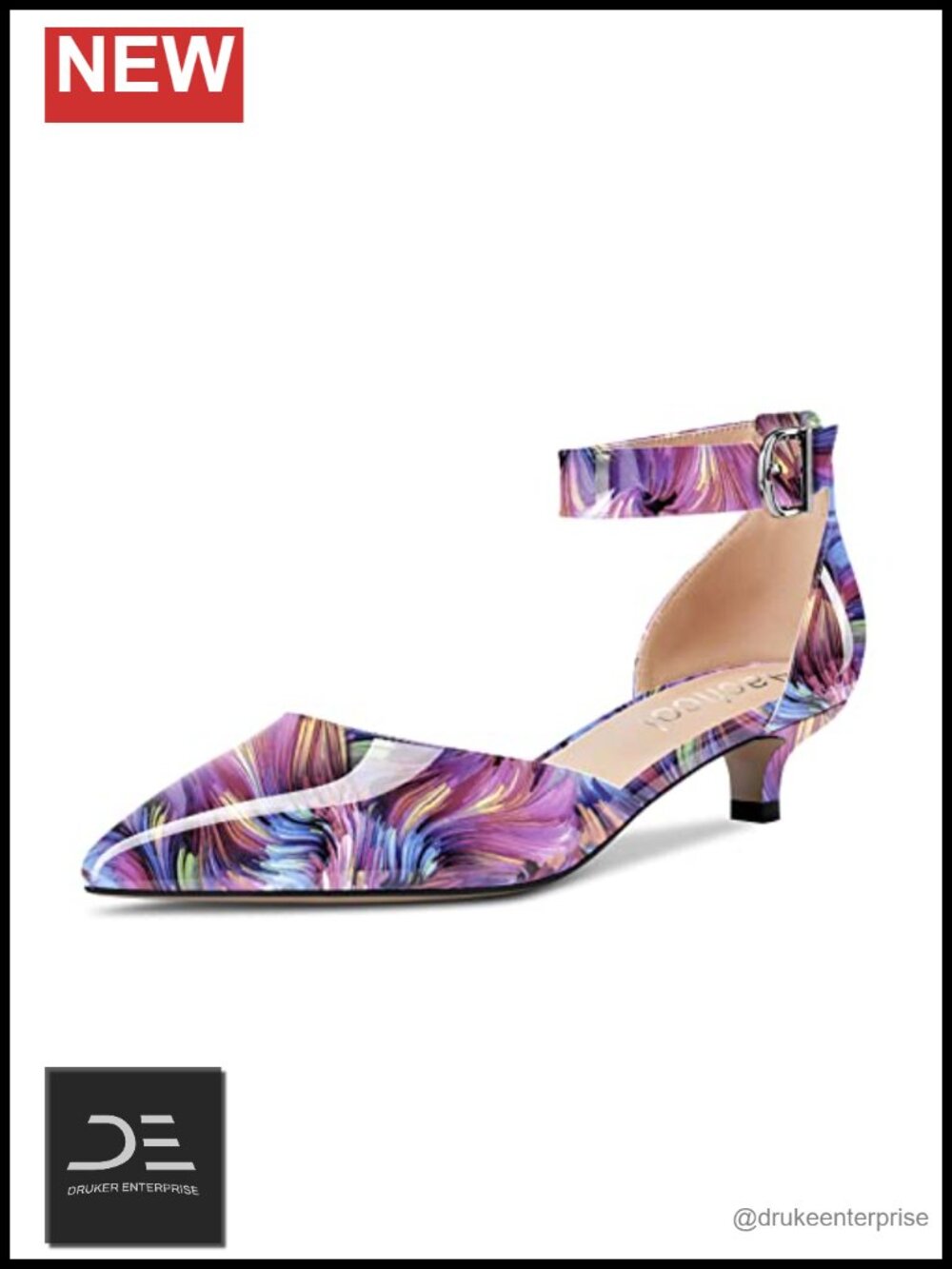 Women Kitten Heel Ankle Strap Pumps Pointed Toe Sandals Dress Shoes Wedding